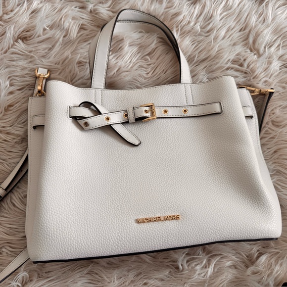 Michael Lors Emilia Large East/West Shoulder Tote PVC Leather , Light cream - Picture 1 of 8